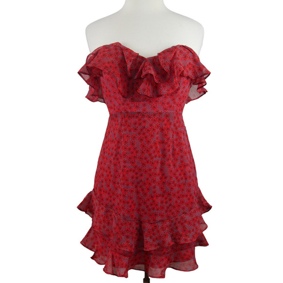 SHOWPO Saints + Secrets NWT Beth Red Ruffle Dress Size Medium - Picture 2 of 11